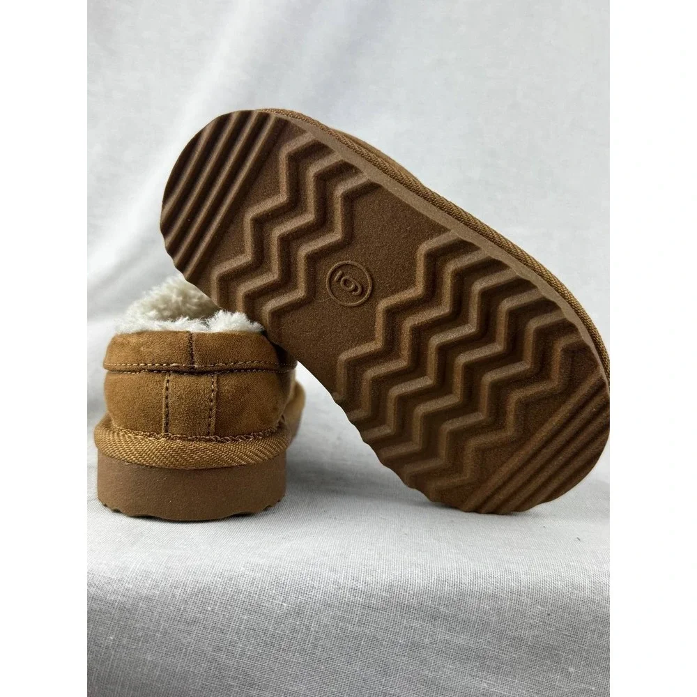 Cat & Jack Toddler Boys Girls Chestnut Faux Suede Fur Lined Slippers Size‎ 6 NEW
